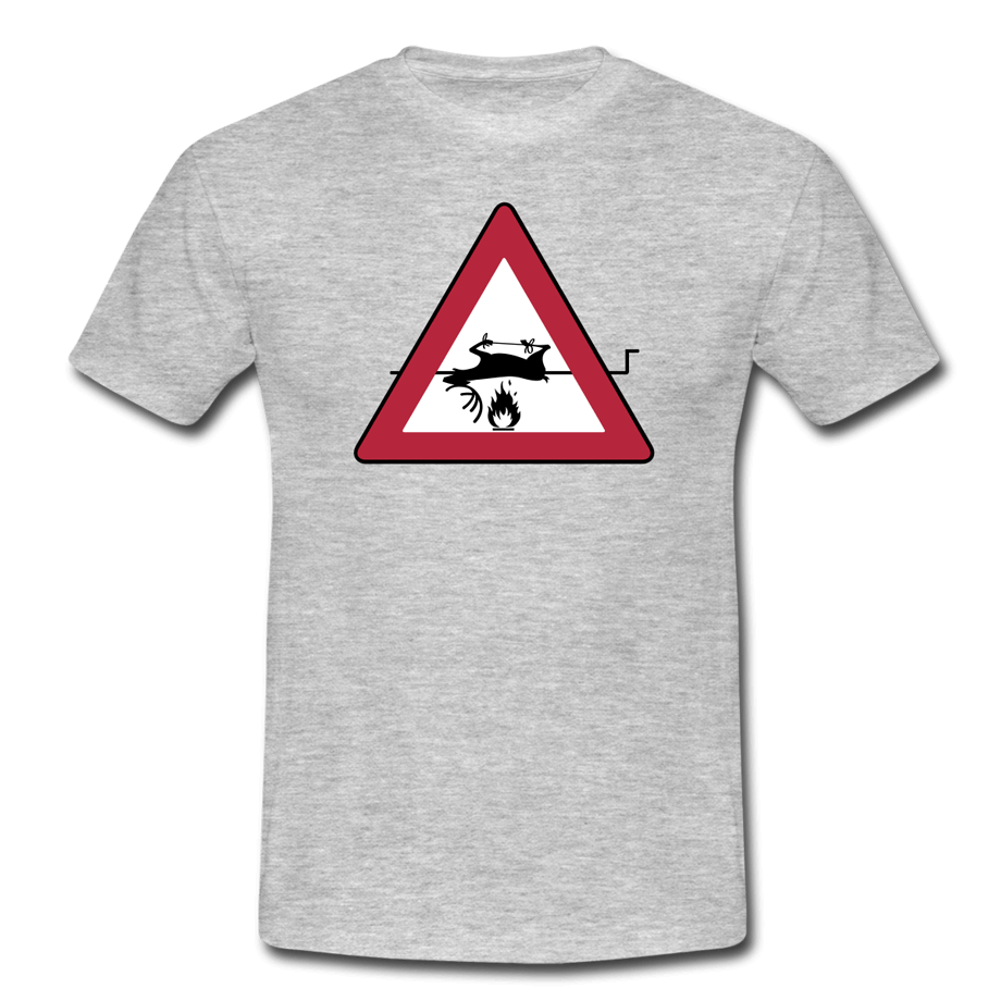 Pas op! Gebraden wild T-shirt, vectorillustratie Gebraden wild T-shirt, hert aan het sprit verkeersbord, vectorillustratie