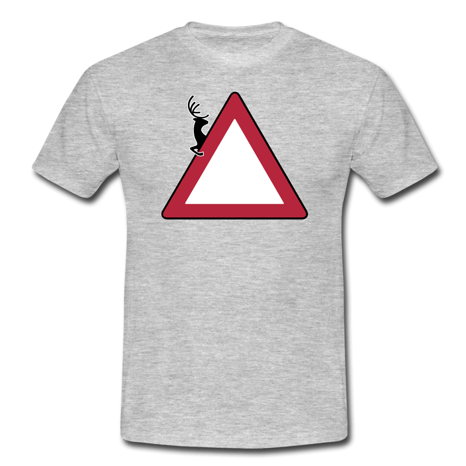 Pas op! Verstopt wild T-shirt, vectorillustratie Verstopt wild T-shirt, hert verstopt zich achter verkeersbord, vectorillustratie