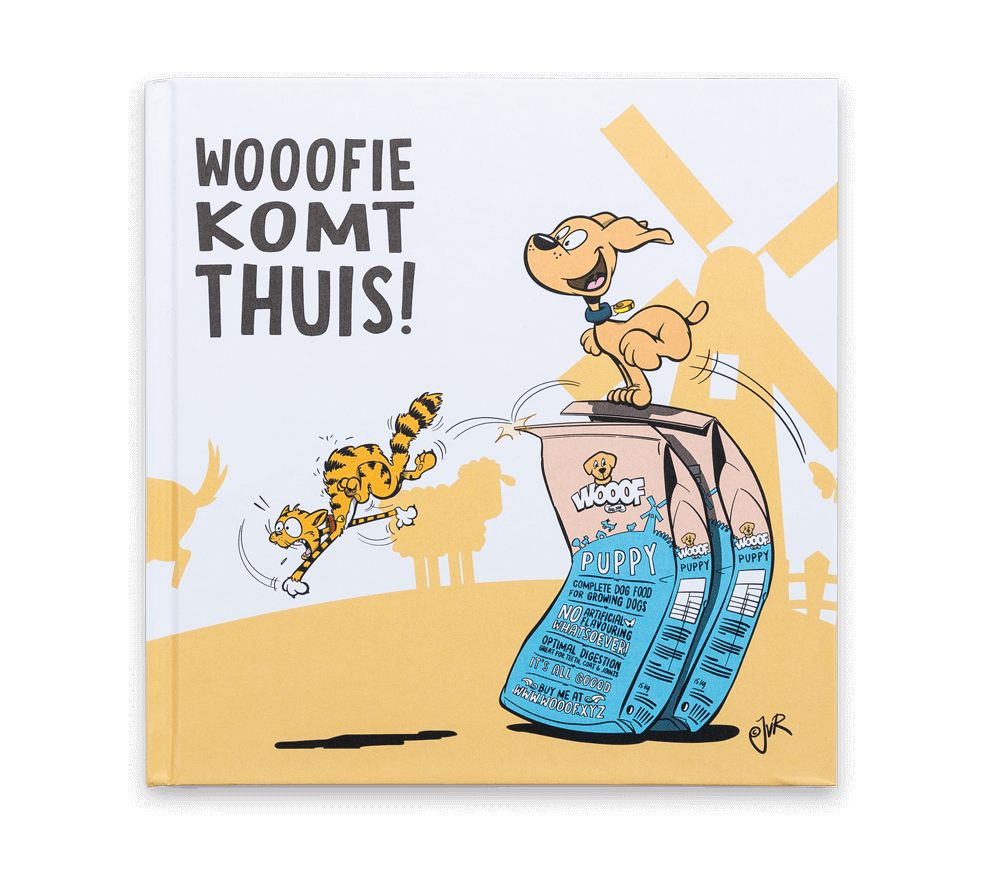 Woofie komt Thuis Cover Wooofie komt thuis, voorleesboekje