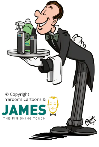 James Butler stripfiguur Stripfiguur, gebaseerd op de butler van het logo van James Reinigingsproducten